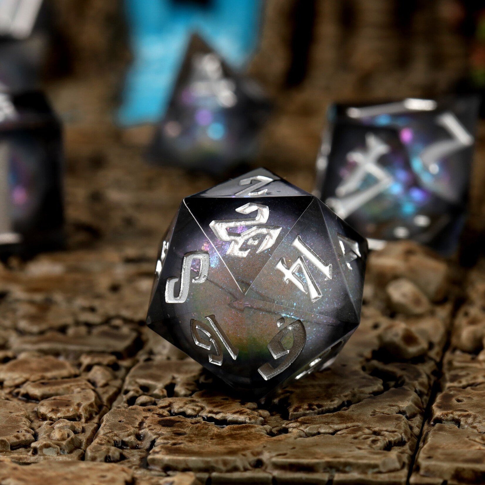 Glass Staff Crit Stones Liquid Core: Nebula Night