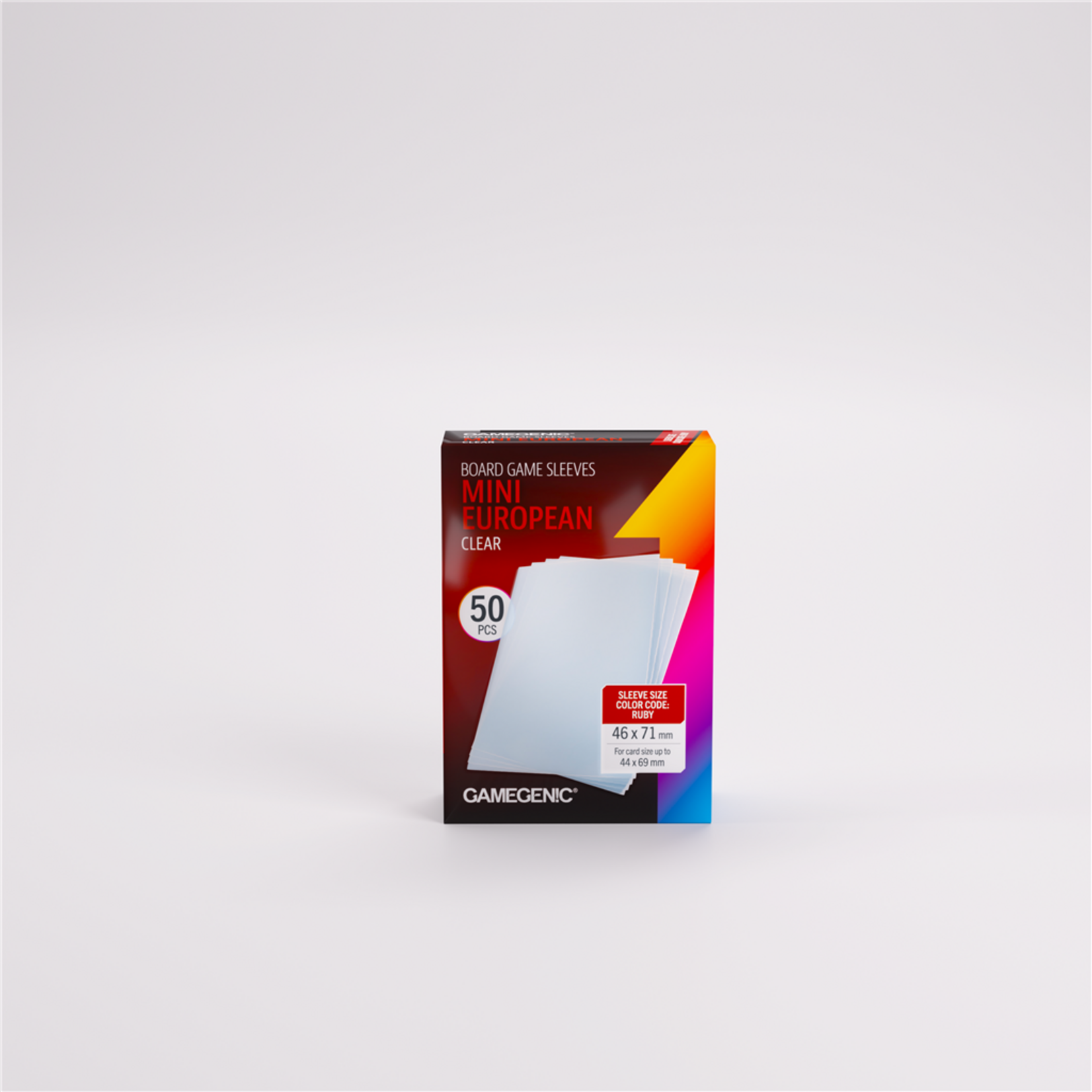 Gamegenic Mini European Clear Board Game Sleeves (50) - Ruby (46x71mm)