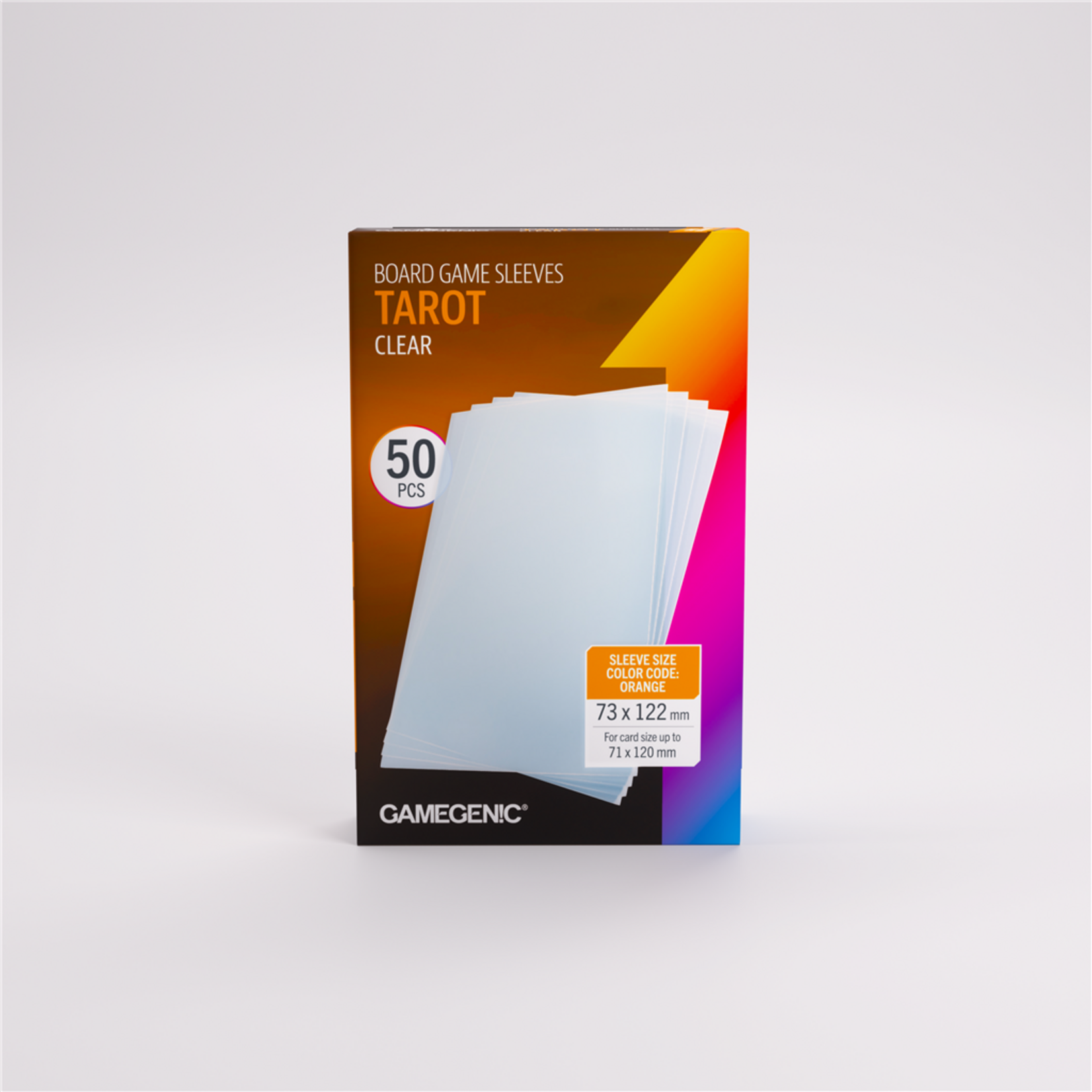 Gamegenic Tarot Clear Board Game Sleeves (50) - Orange (73x122mm)