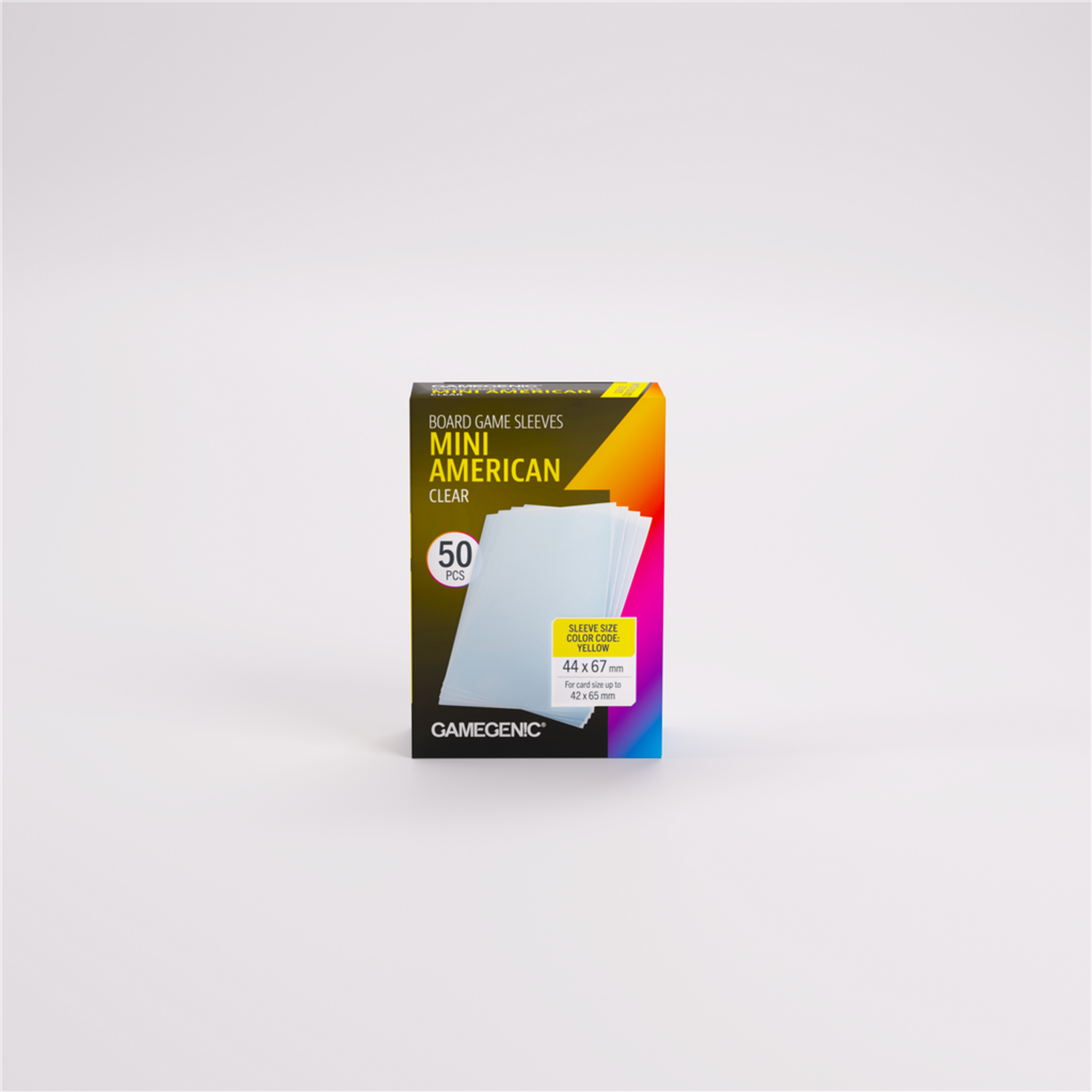 Gamegenic Mini American Clear Board Game Sleeves (50) - Yellow (44x67mm)