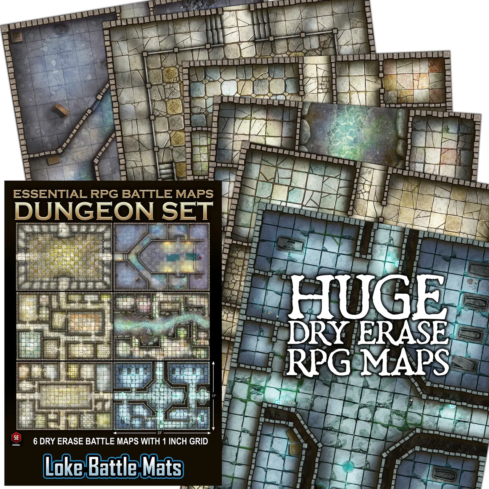 Loke Battlemats Essential RPG Battle Maps - Dungeon Set