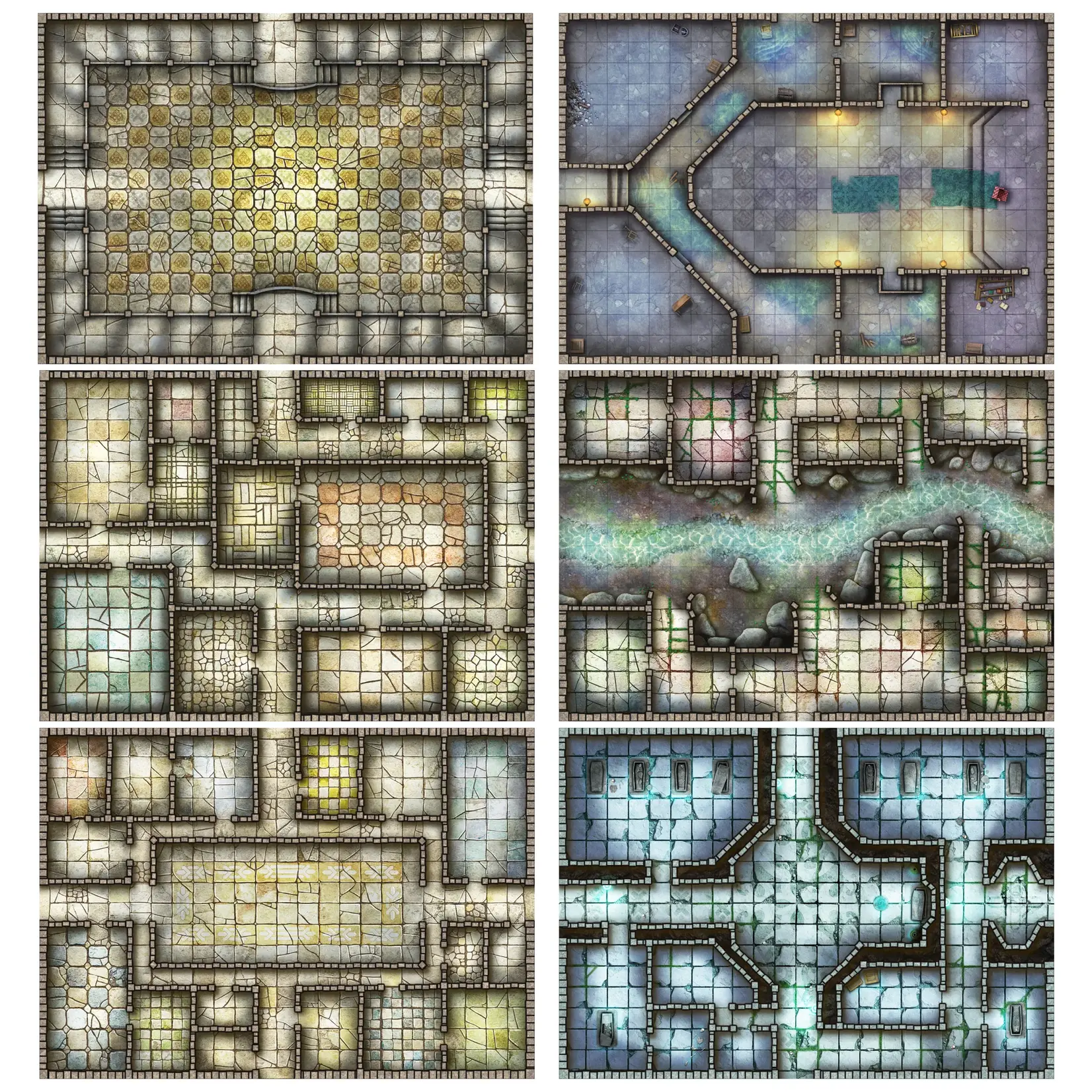 Loke Battlemats Essential RPG Battle Maps - Dungeon Set