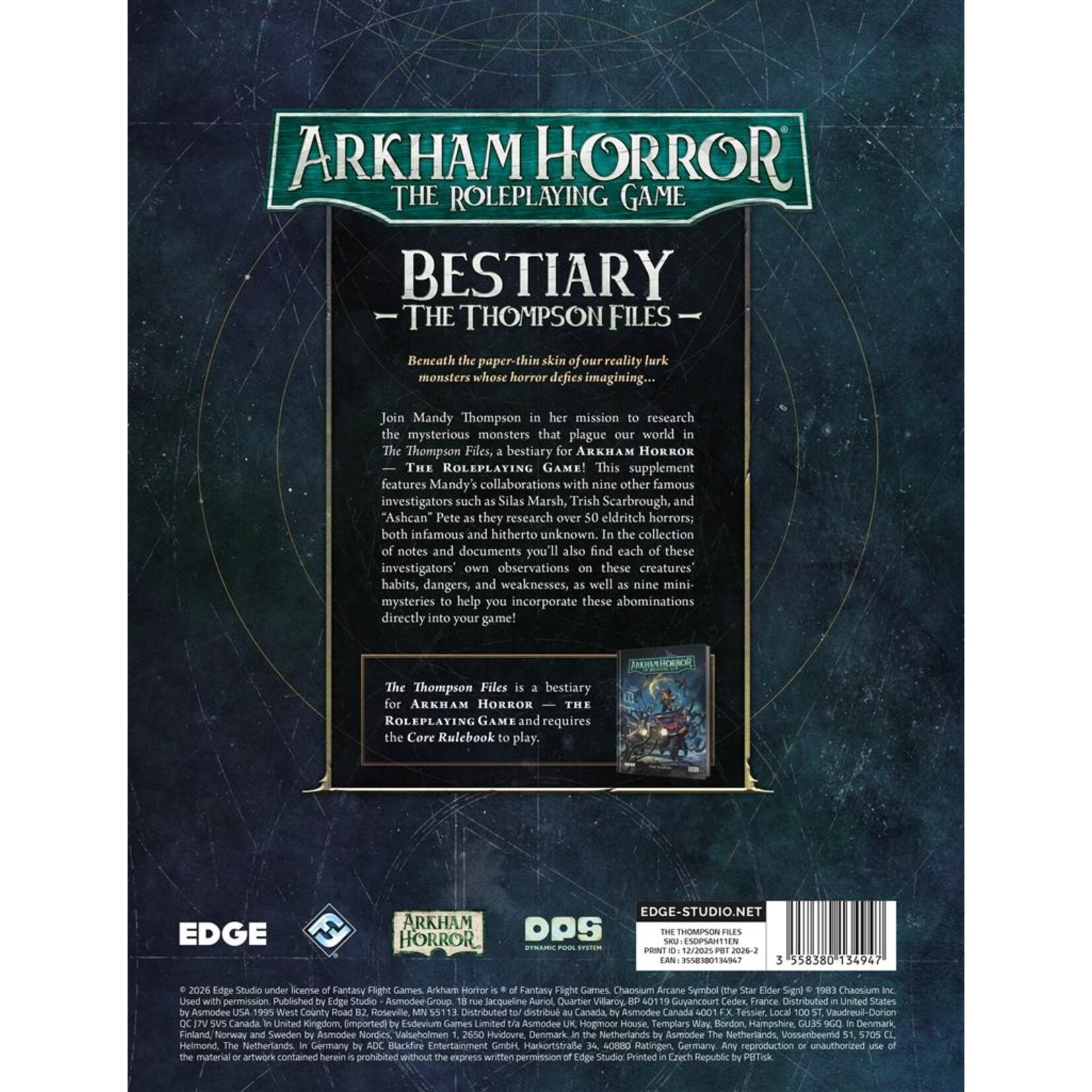 Fantasy Flight Games Arkham Horror RPG: Bestiary - The Thompson Files (EN)