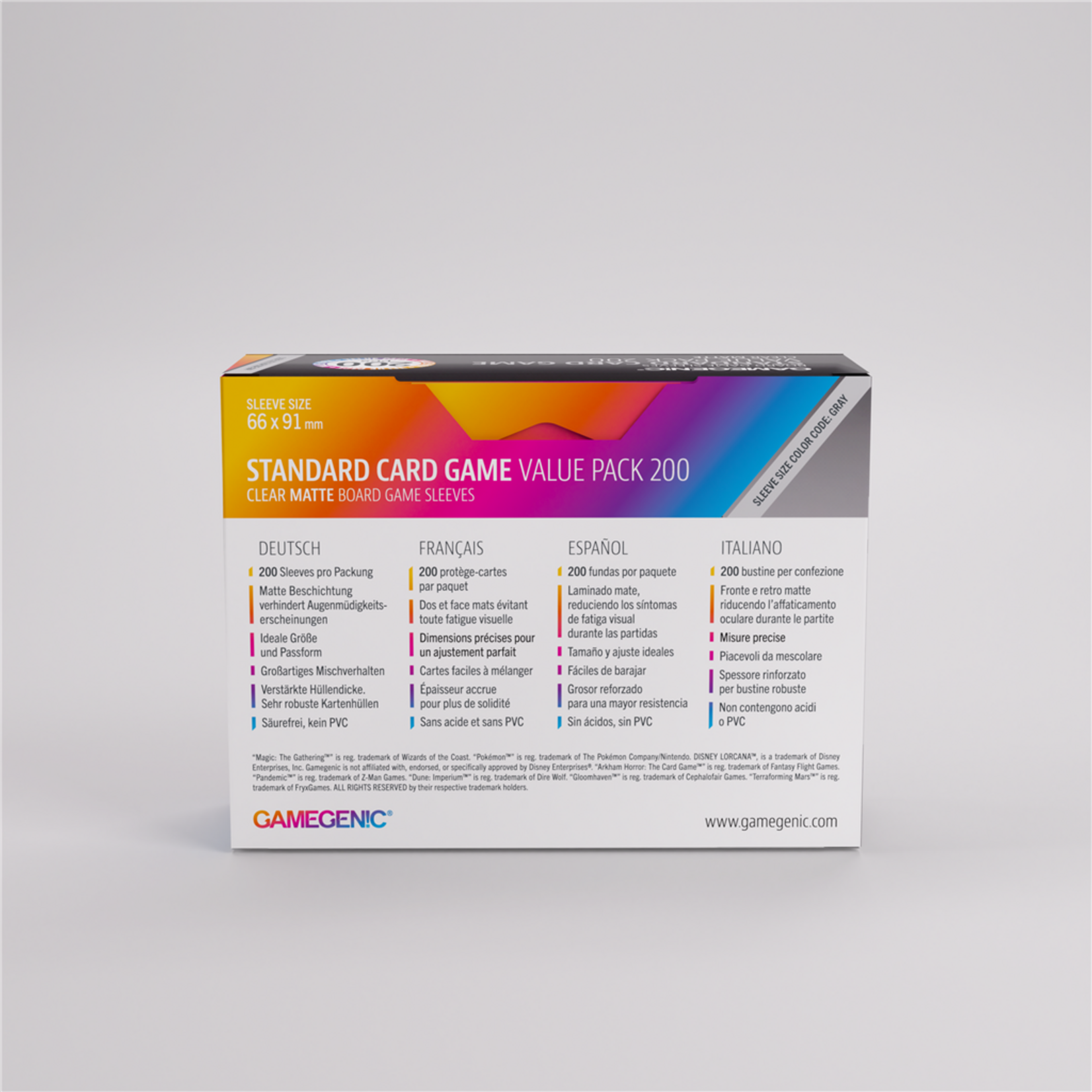Gamegenic Standard Card Game Clear Matte Sleeves Value Pack (200)