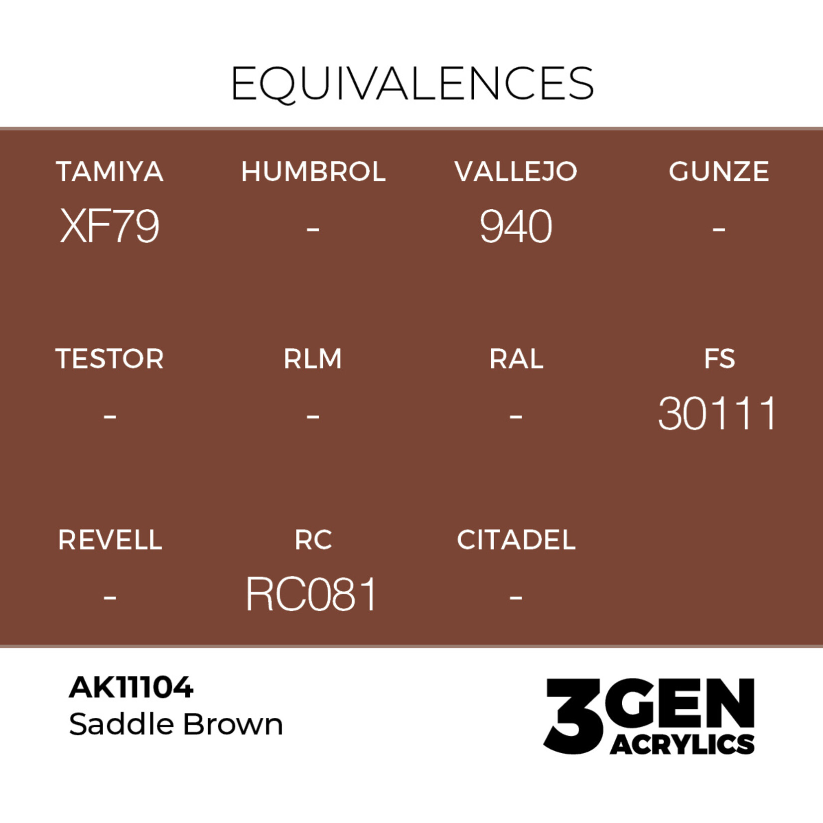 AK Interactive AK 3rd Gen Acrylics: Saddle Brown (17ml)
