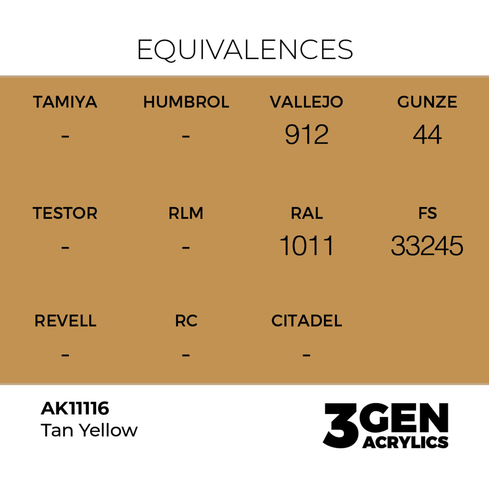 AK Interactive AK 3rd Gen Acrylics: Tan Yellow (17ml)