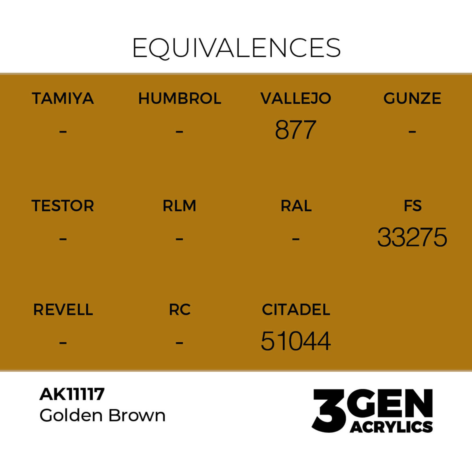 AK Interactive AK 3rd Gen Acrylics: Golden Brown (17ml)