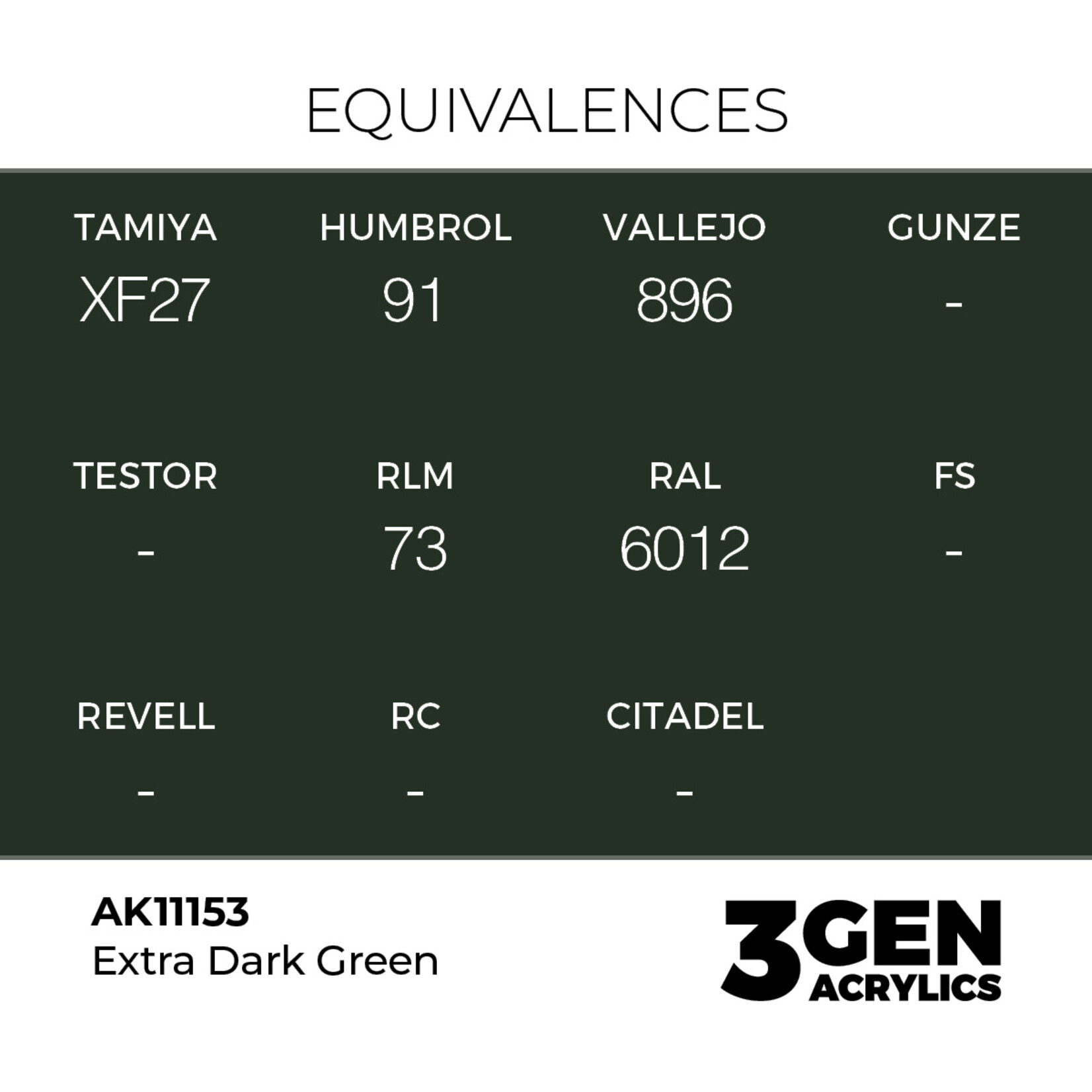AK Interactive AK 3rd Gen Acrylics: Extra Dark Green (17ml)