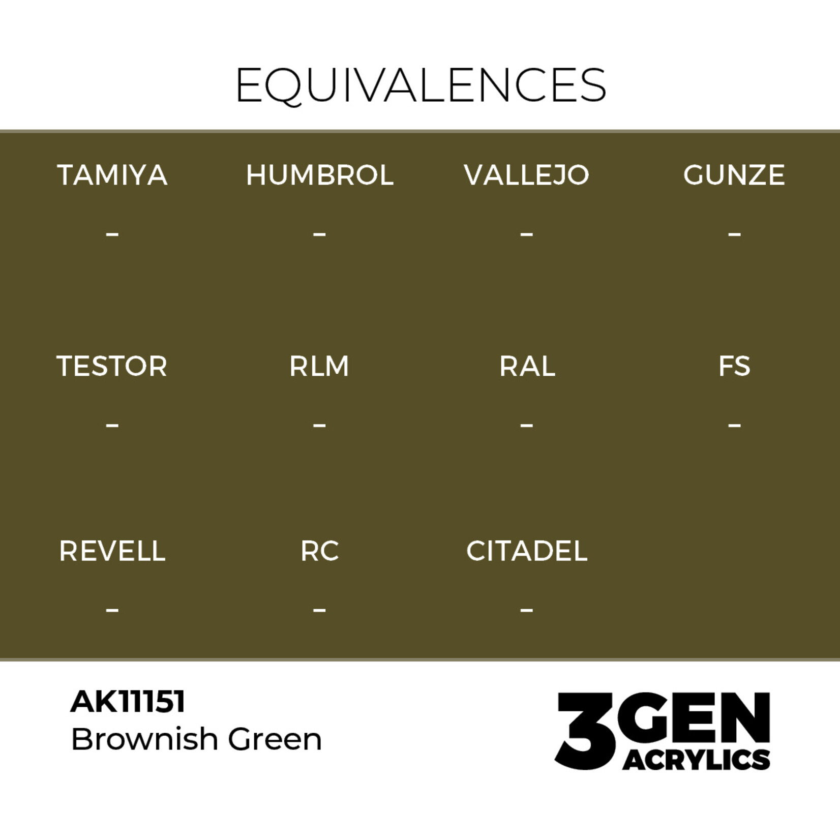 AK Interactive AK 3rd Gen Acrylics: Brownish Green (17ml)