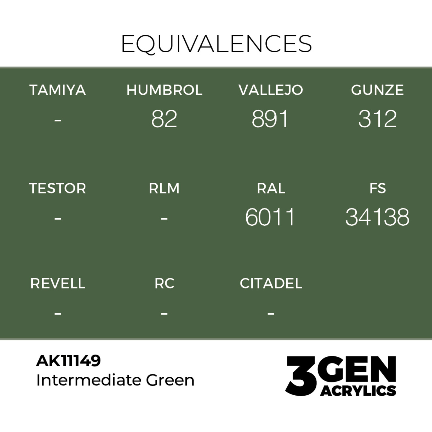 AK Interactive AK 3rd Gen Acrylics: Intermediate Green (17ml)