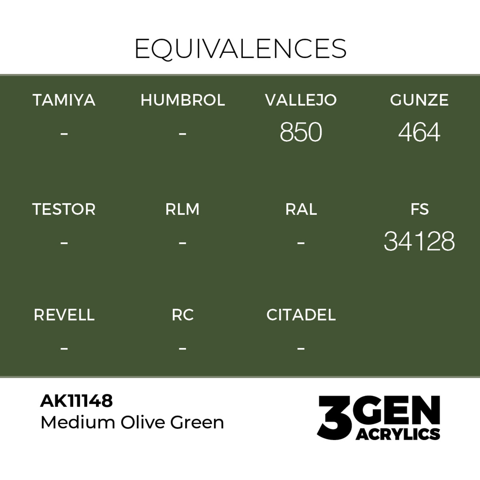 AK Interactive AK 3rd Gen Acrylics: Medium Olive Green (17ml)