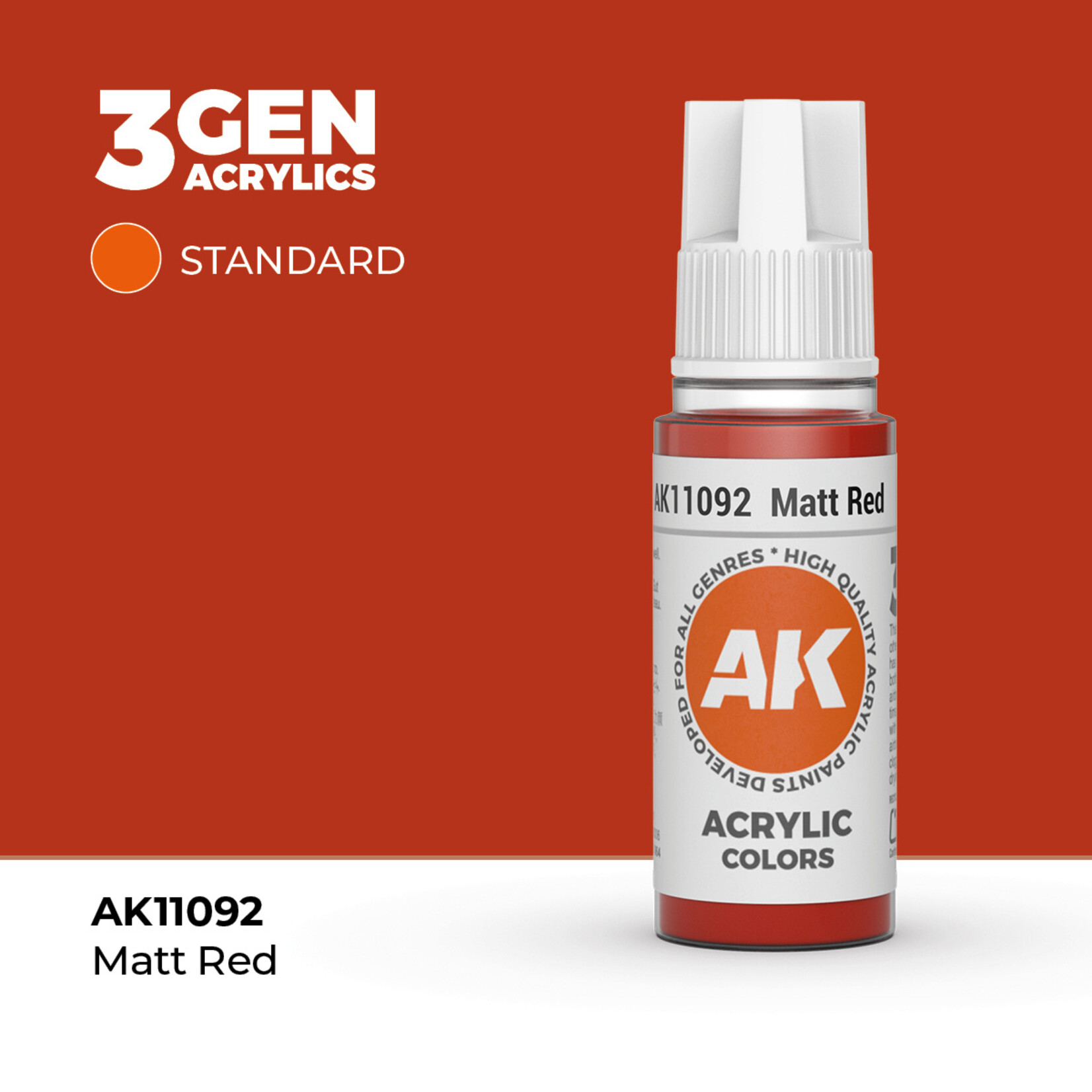 AK Interactive AK 3rd Gen Acrylics: Matt Red (17ml)