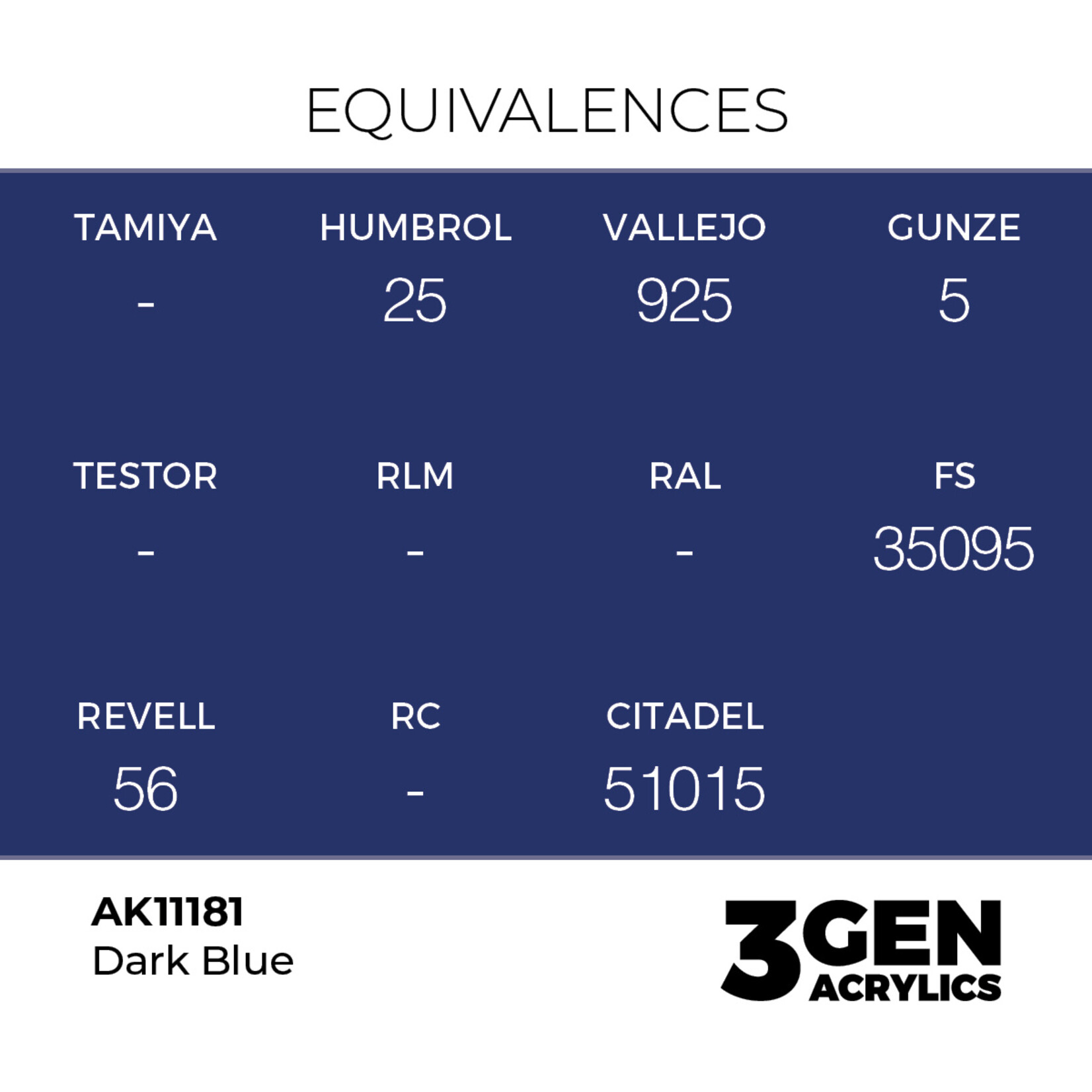 AK Interactive AK 3rd Gen Acrylics: Dark Blue (17ml)