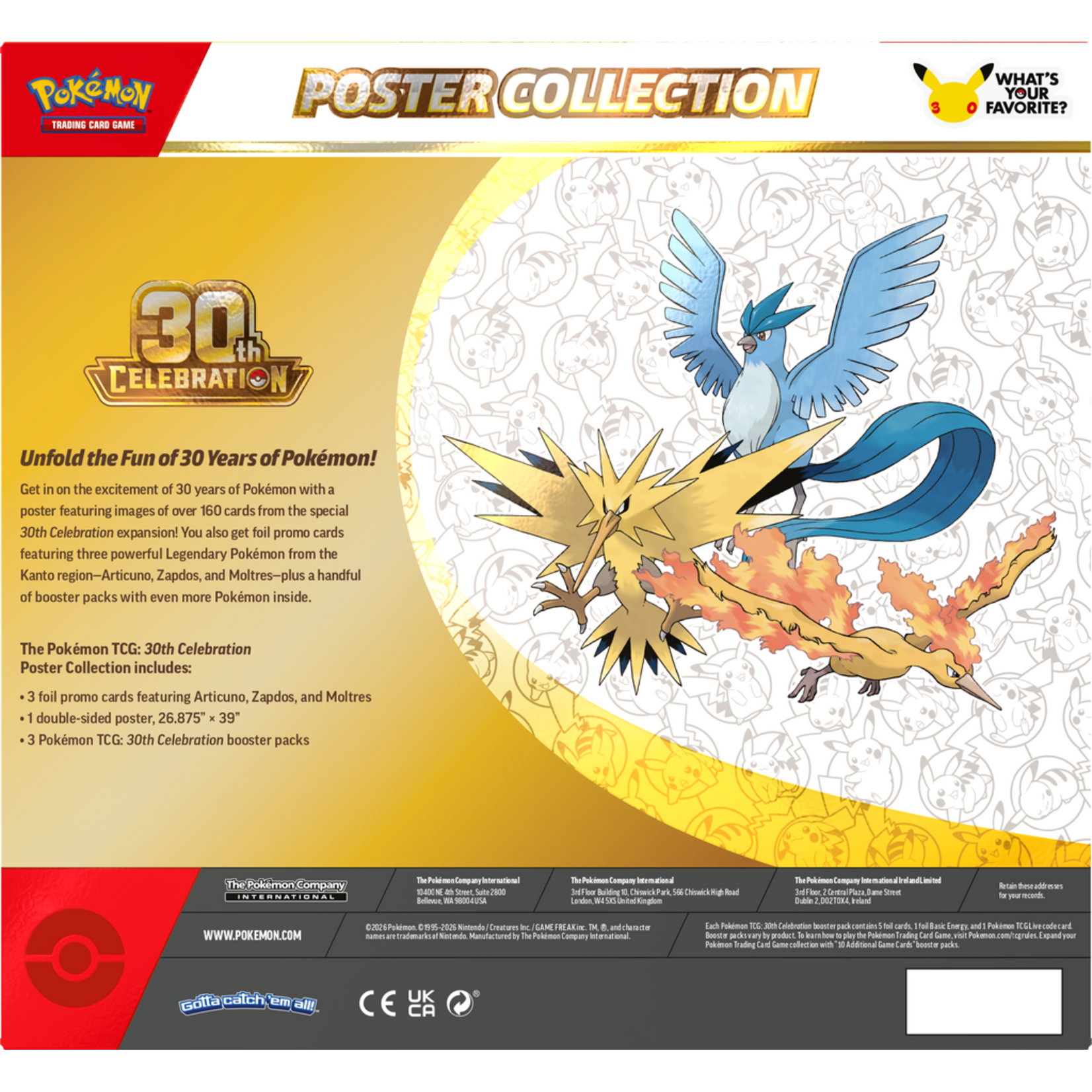 Pokemon USA (Pick-up Only Pre-order) 30th Celebration Poster Collection