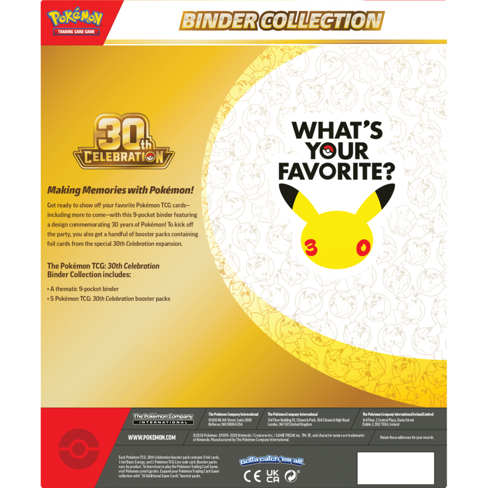 Pokemon USA (Pick-up Only Pre-order) 30th Celebration Binder Collection
