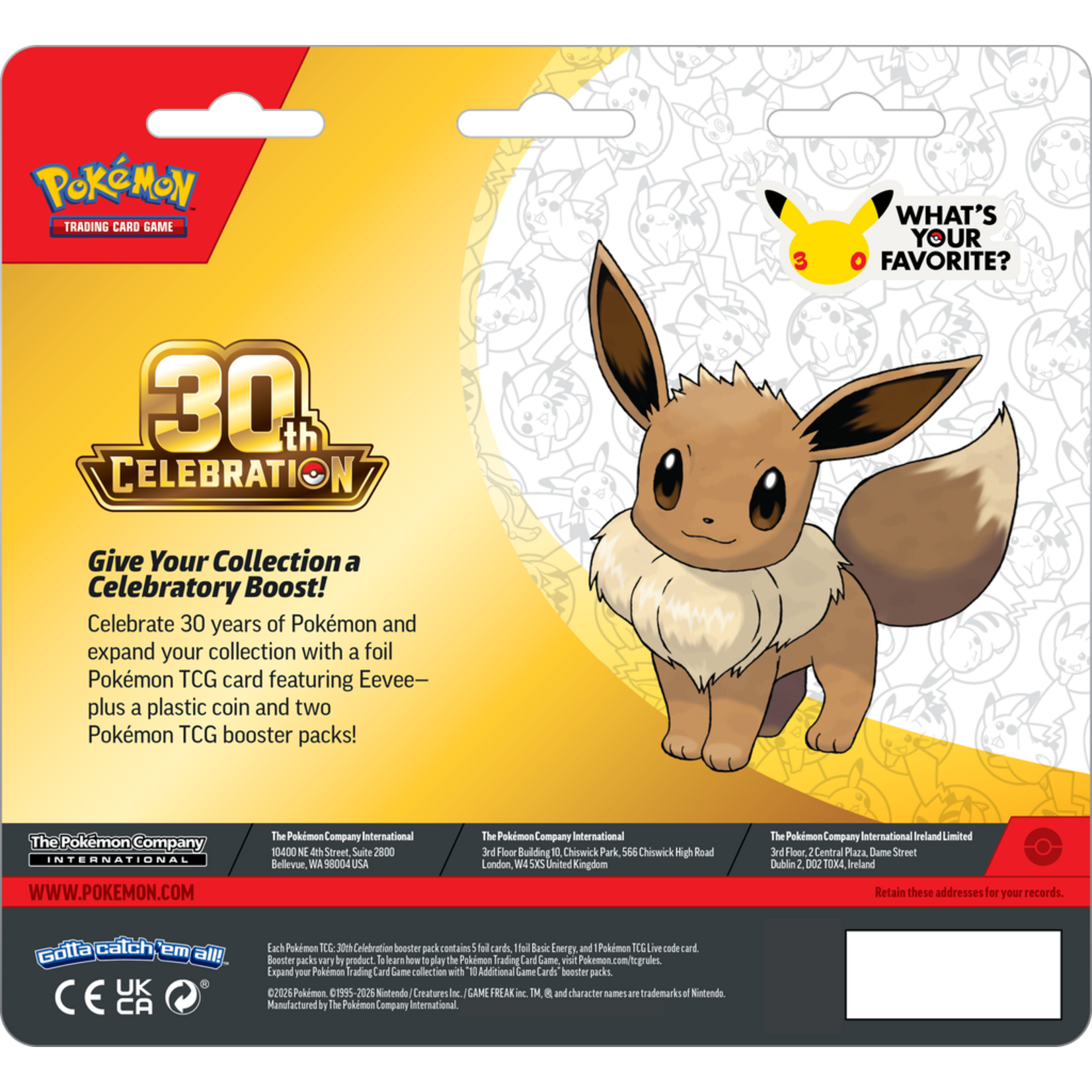 Pokemon USA (Pick-up Only Pre-order) 30th Celebration 2-Pack Eevee Blister