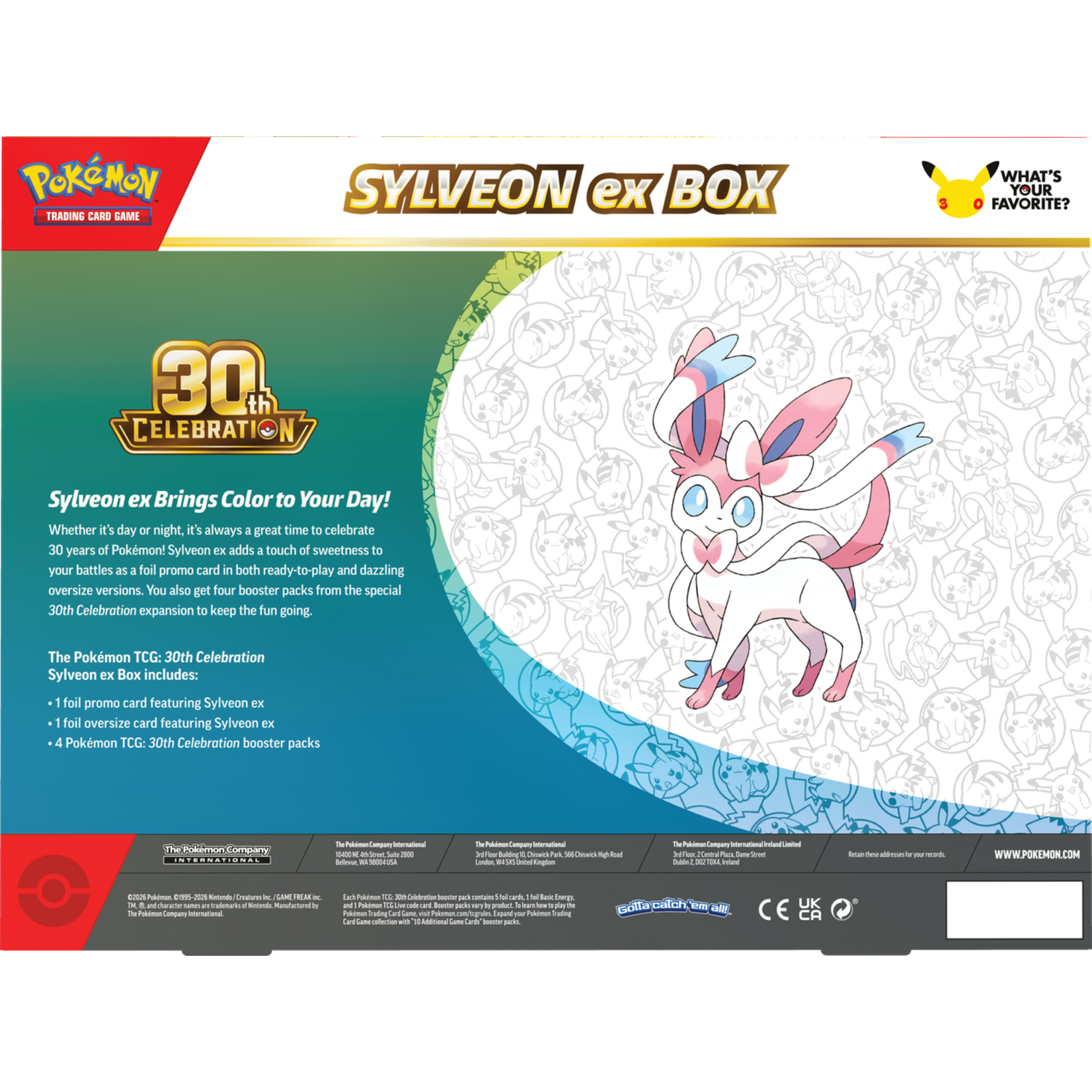 Pokemon USA (Pick-up Only Pre-order) 30th Celebration Sylveon EX Box
