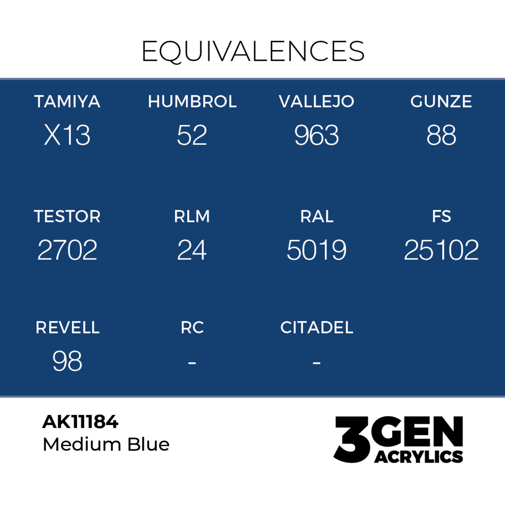 AK Interactive AK 3rd Gen Acrylics: Medium Blue (17ml)