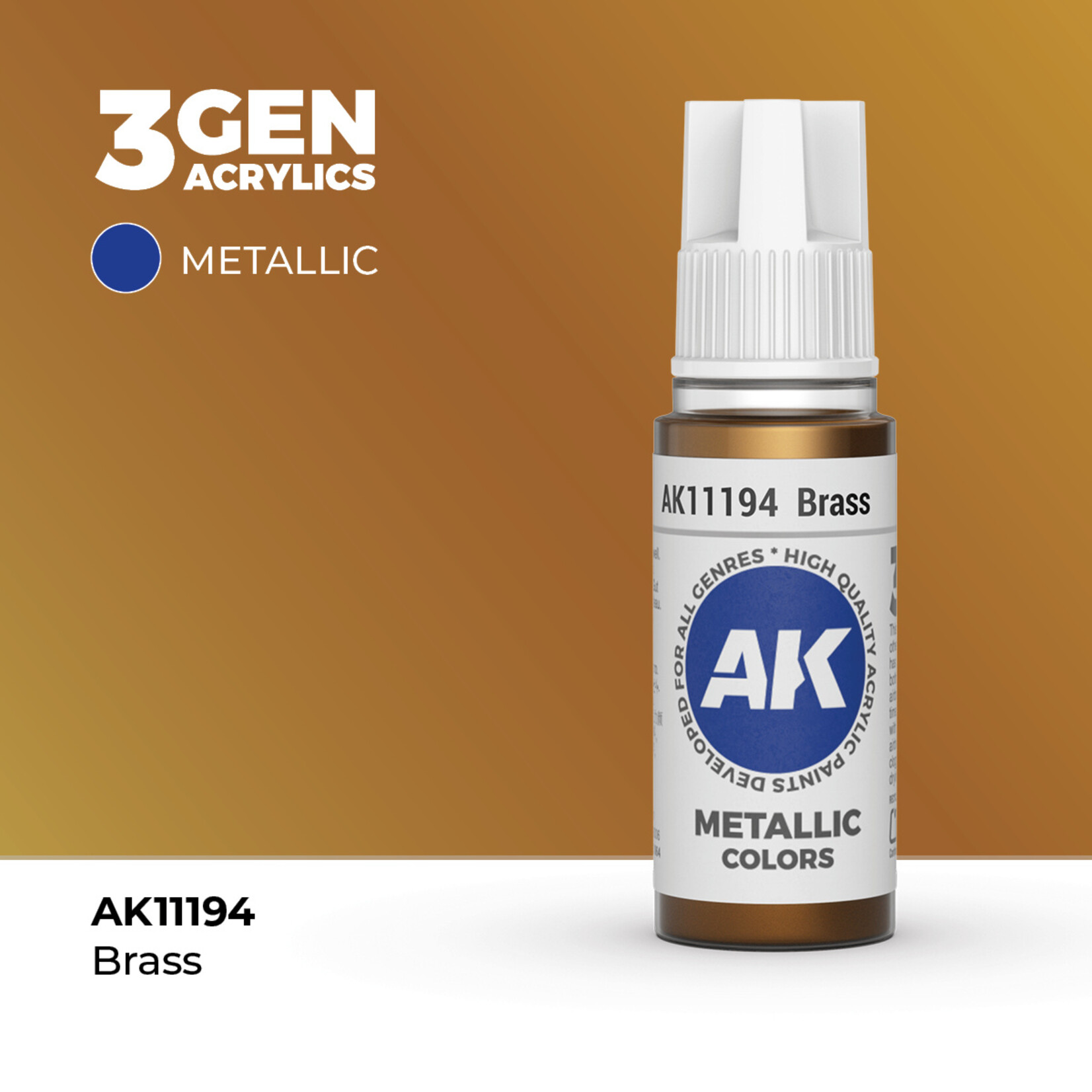 AK Interactive AK 3rd Gen Acrylics: Brass (17ml)