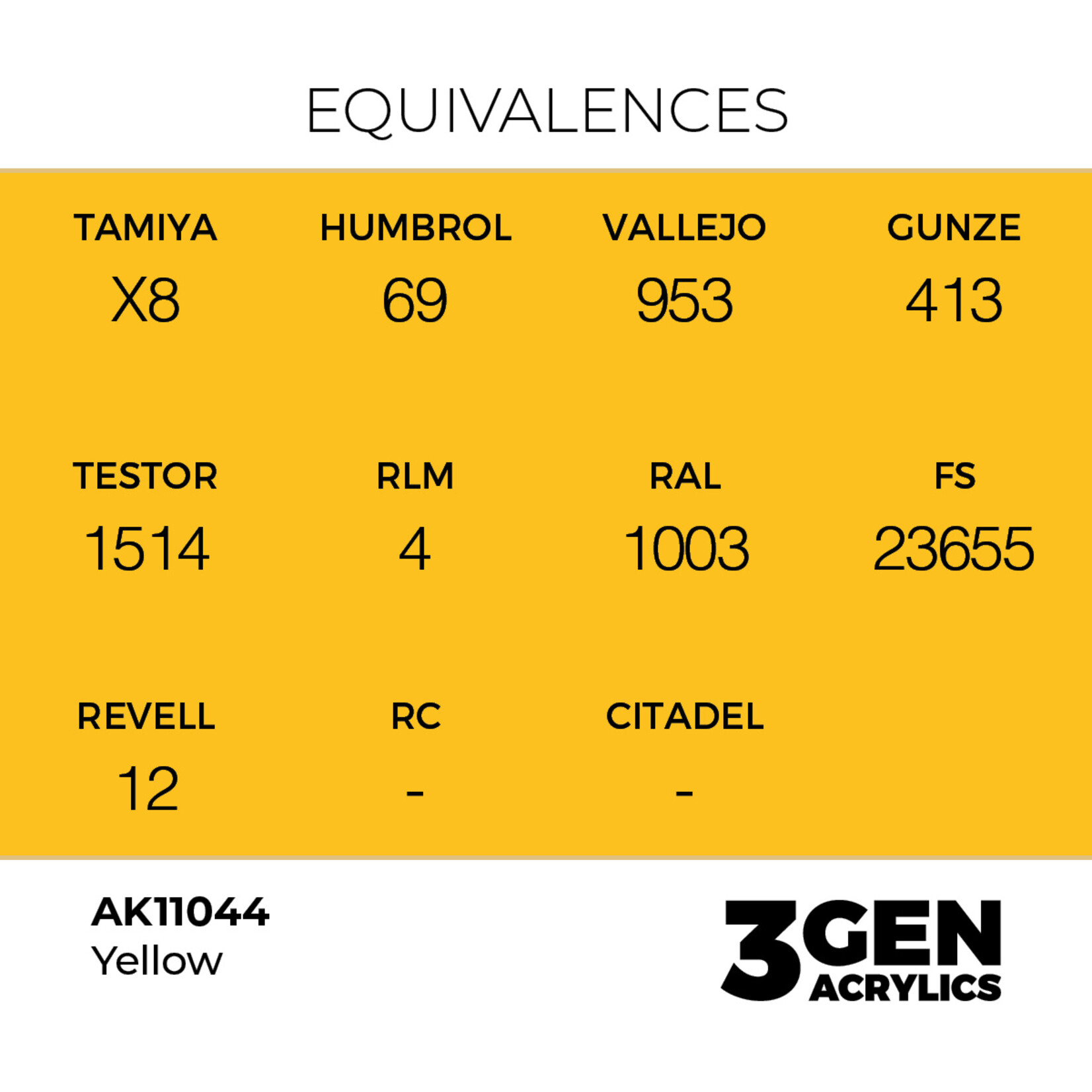 AK Interactive AK 3rd Gen Acrylics: Yellow (17ml)
