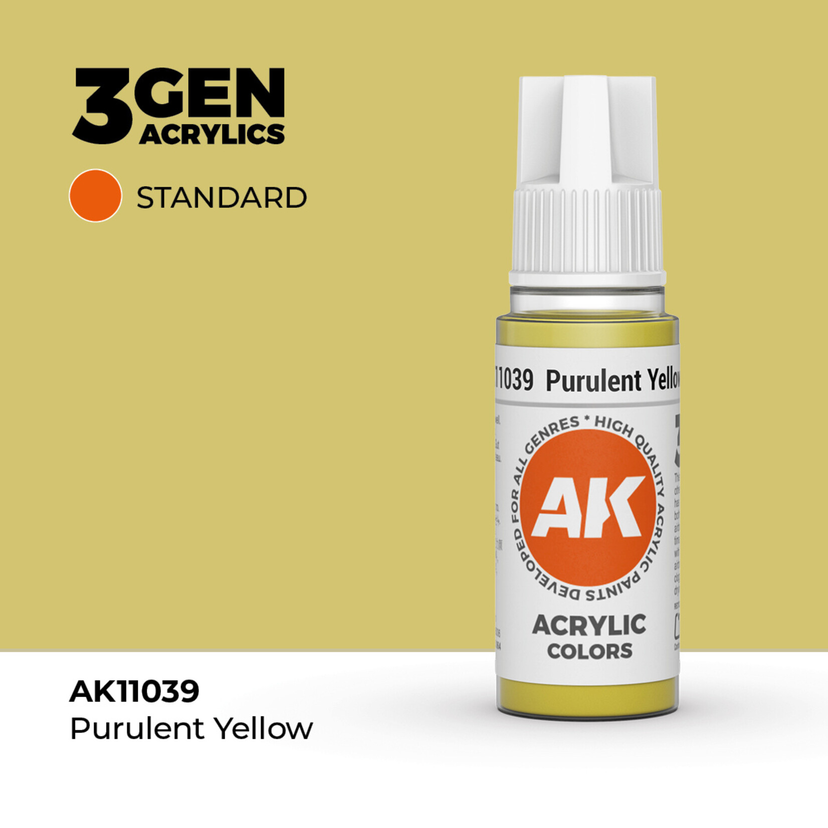 AK Interactive AK 3rd Gen Acrylics: Purulent Yellow (17ml)