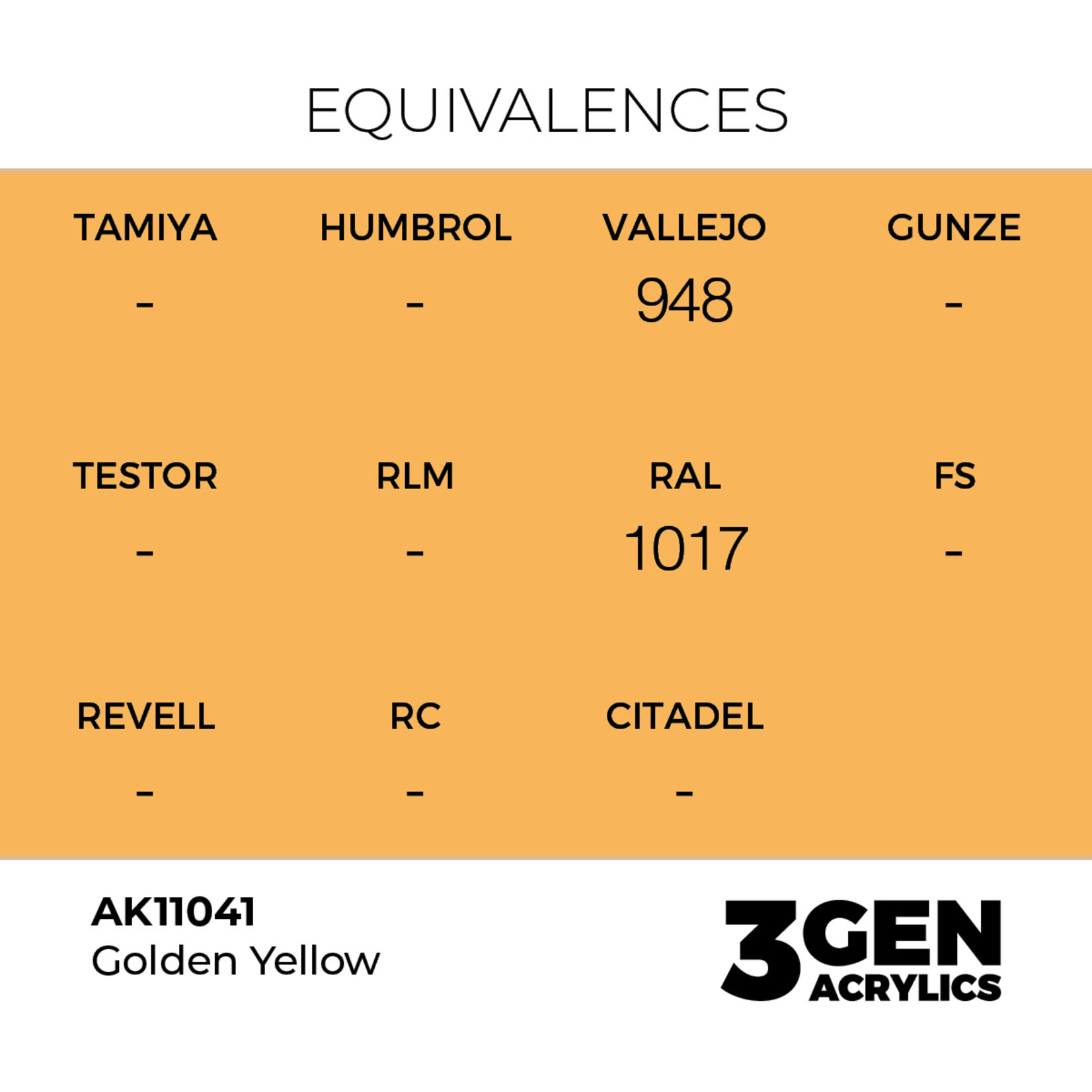 AK Interactive AK 3rd Gen Acrylics: Golden Yellow (17ml)