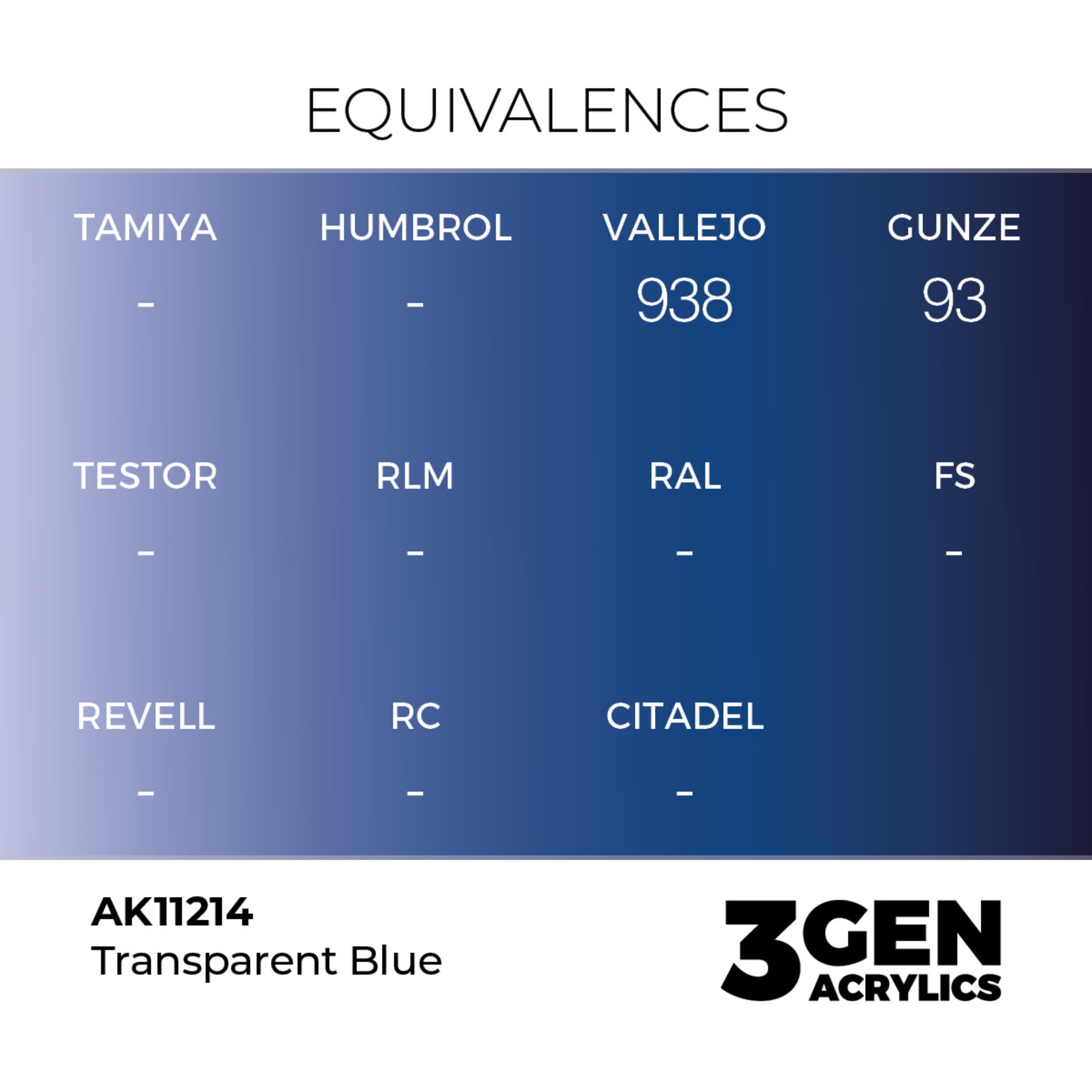 AK Interactive AK 3rd Gen Acrylics: Clear Blue (17ml) **