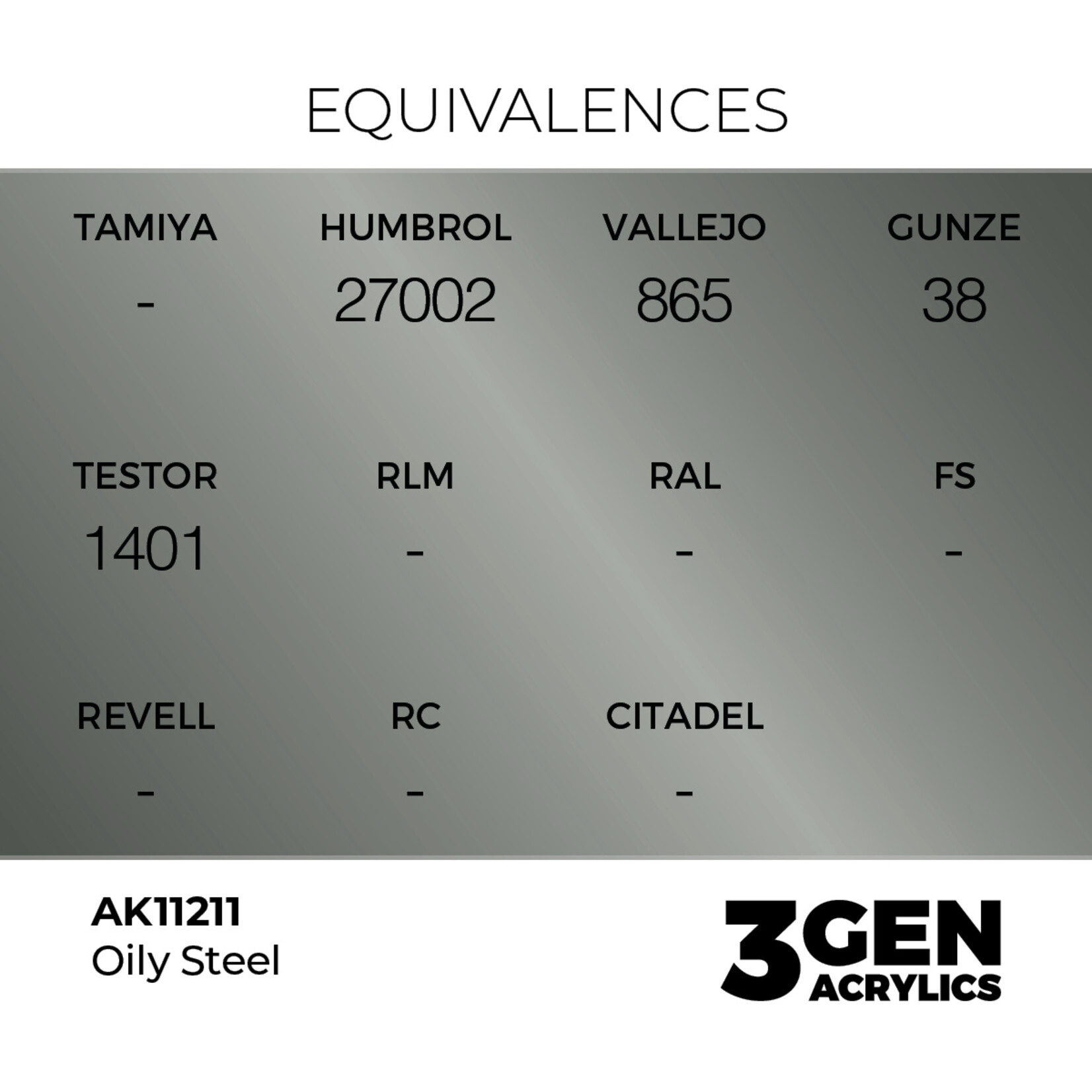 AK Interactive AK 3rd Gen Acrylics: Oily Steel (17ml)