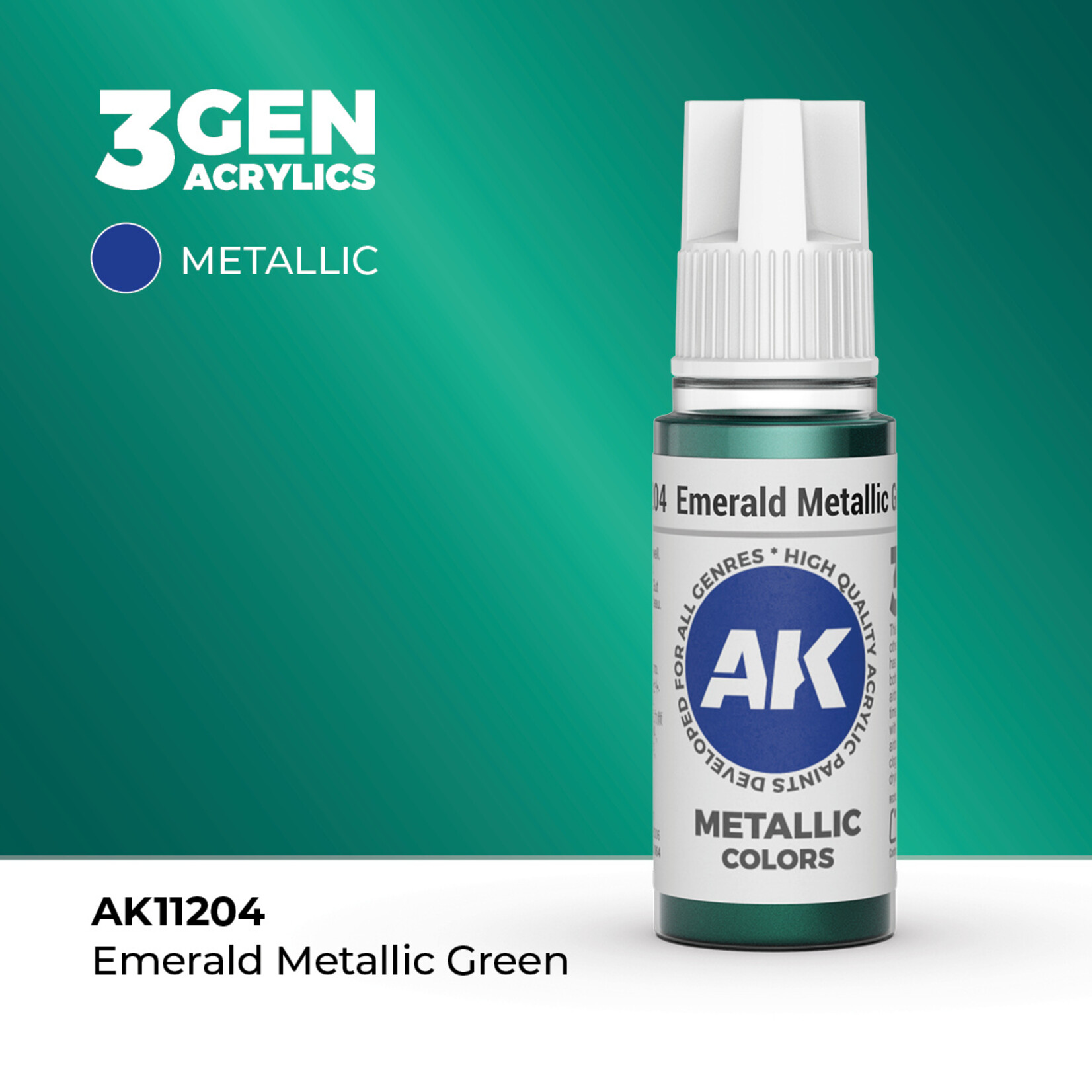 AK Interactive AK 3rd Gen Acrylics: Emerald Metallic Green (17ml)