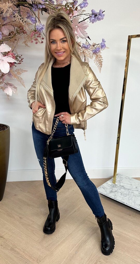 ROMY LEATHER LOOK JACKET 6571 GOLD
