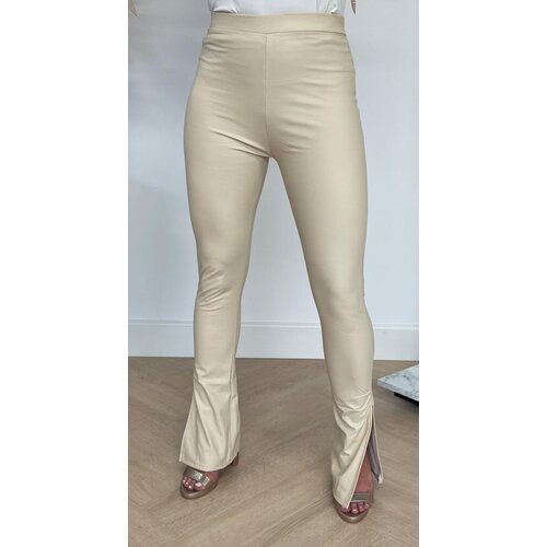 SPLIT LEATHER LOOK LEGGING 200-253 BEIGE