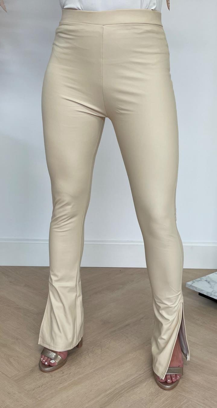 SPLIT LEATHER LOOK LEGGING 200-253 BEIGE