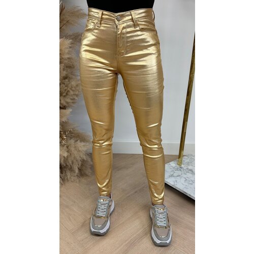 NINA CARTER LEATHER LOOK JEANS 001-8 GOLD