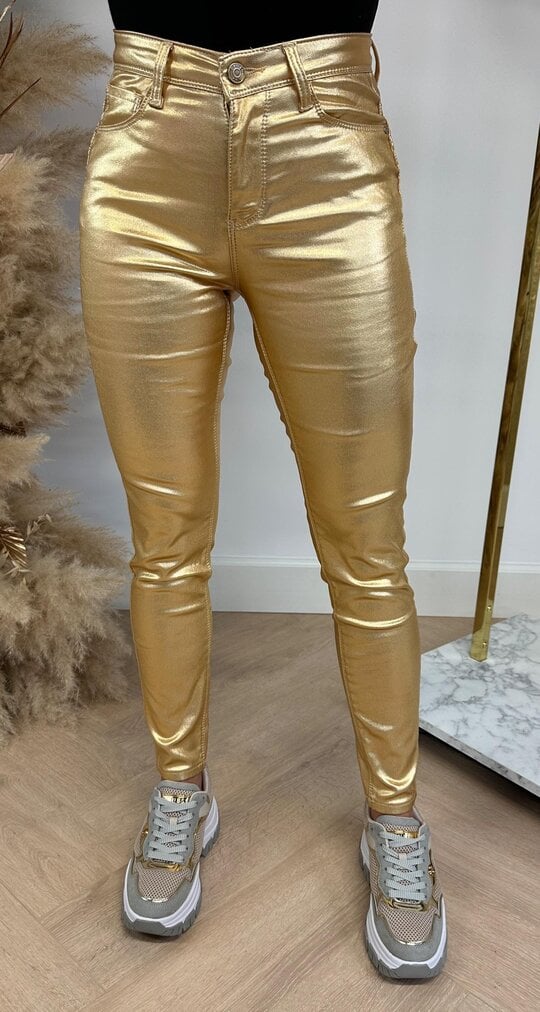 NINA CARTER LEATHER LOOK JEANS 001-8 GOLD