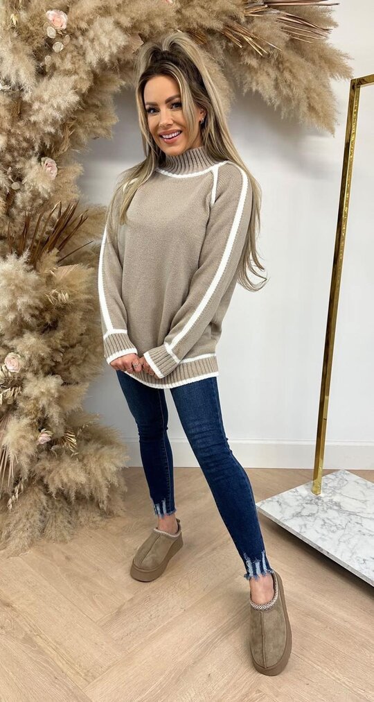 ITALY BASIC STIKSEL SWEAT TAUPE
