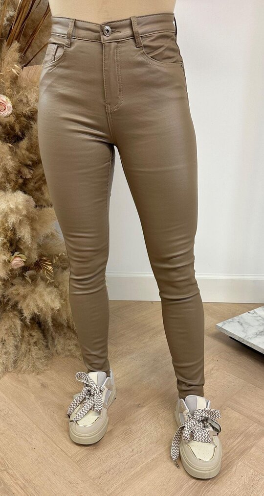 SECRET LEATHER LOOK JEANS 77513 TAUPE