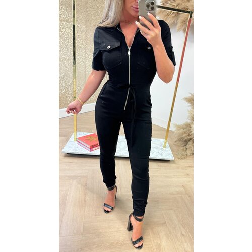 SHANNA DENIM JUMPSUIT BLACK