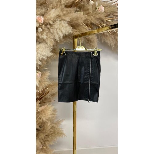 LEATHER LOOK ZIP LACE SKIRT 9020 BLACK