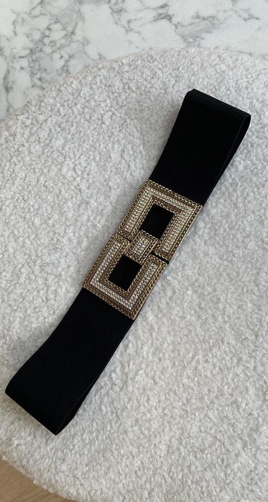 SQUARE DIAMOND BELT 2153 BLACK/GOLD