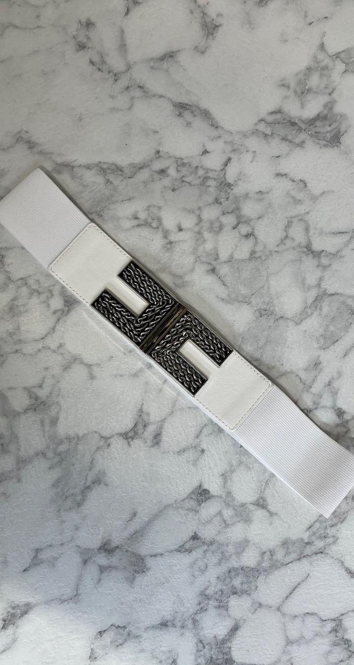 VLECHT DOUBLE C BELT 20822-6 WHITE/SILVER