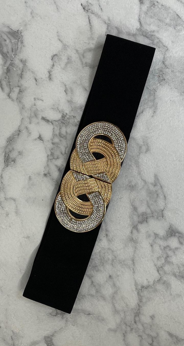 INFINITY DIAMOND BELT 3272-6 BLACK/GOLD