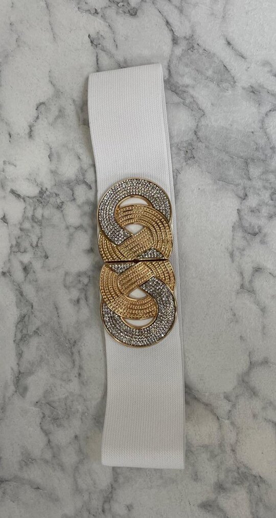 INFINITY DIAMOND BELT 3272-6 WHITE/GOLD