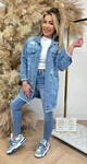 BONNIE DENIM DESTROYED SPIJKERJACKET 99472 DENIMBLUE