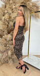 ISA LEOPARD DRESS TAUPE