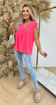 RENEE RUFFLE TEE NEONPINK