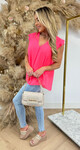 RENEE RUFFLE TEE NEONPINK