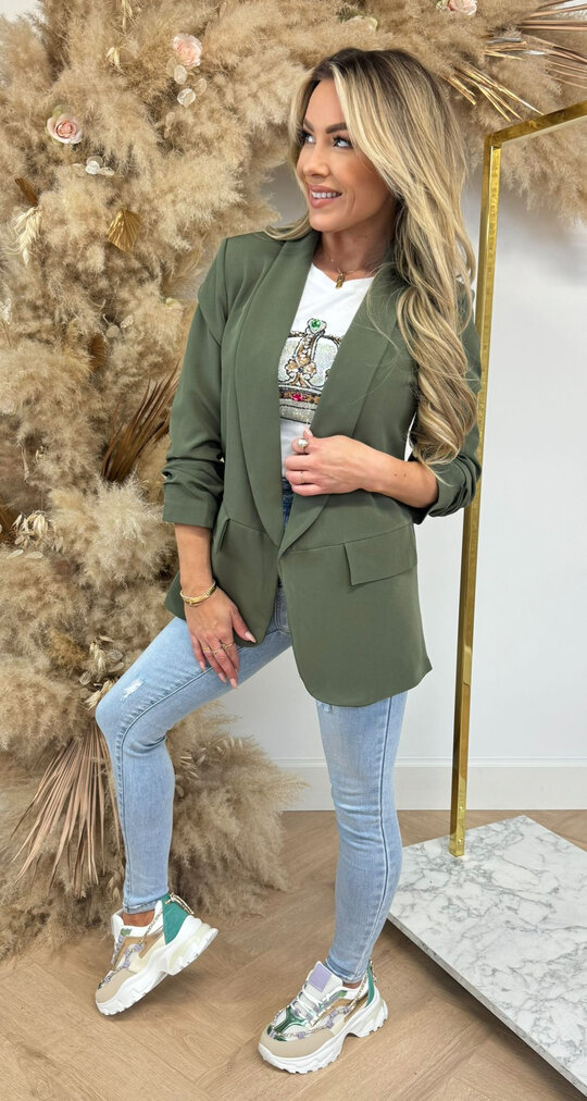 MUSTHAVE CROPPED MOUW BLAZER ARMYGREEN