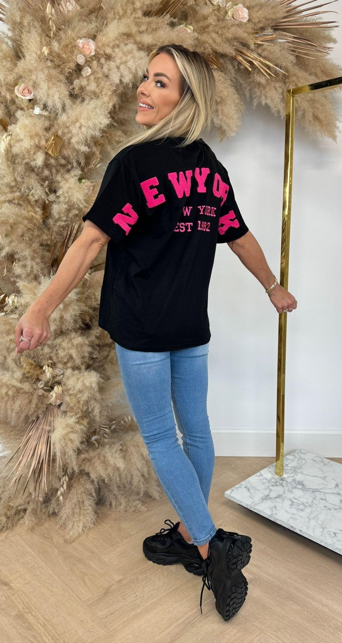 NEW YORK TEDDY TEE 282161 BLACK/FUCHSIA