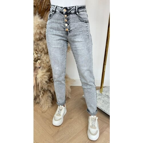 MOM BUTTON JEANS Y5090 LIGHTGREY