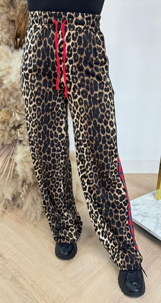 STAR LEOPARD STRAIGHT PANTS 000 LEO/NAVY/RED